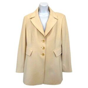 St John Single Breasted Flap Pockets Cream Blazer Sz 10 #03